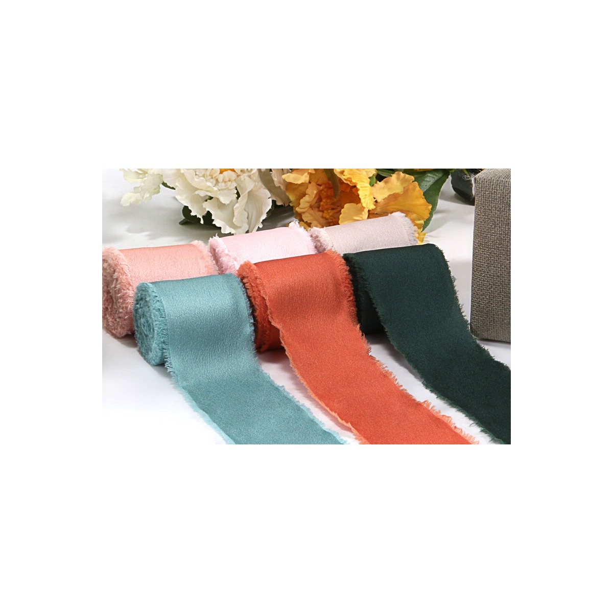 Hand-Torn Chiffon Ribbon Set in Ivory and Champagne cleaned image 1 Hand-Torn Chiffon Ribbon Set in Ivory and Champagne cleaned image 1