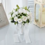 Garden Bridesmaid Bouquet in Ivory and Champagne styled view