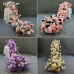 Dusty Rose Head Table Floral Swag Set angled view