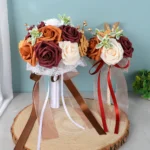 Bridal Bouquet in Burgundy & Blush styled display view
