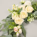 Welcome Sign Floral Corner Swag in White angled view
