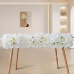 Asymmetrical Arch Floral Swag Set in White & Green angled view