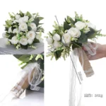 Garden Rose Bridal Bouquet in Ivory & Champagne texture and shape detail