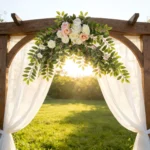Arch Floral Swag Set in White, Blush & Green outdoor arch display