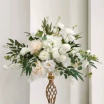 European Floral Centerpiece Ball in Cream White detail view