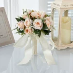 Garden Bridesmaid Bouquet in Ivory and Champagne close-up