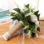 Garden Rose Bridal Bouquet in Ivory & Champagne styled display view