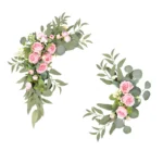 Welcome Sign Floral Corner Swag in White texture and shape detail