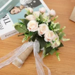 Garden Rose Bridal Bouquet in Ivory & Champagne close floral detail