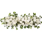 Long Sweetheart Table Floral Garland in White & Green texture and shape detail
