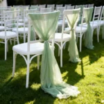 Pearl Chiffon Chair Sash Set sage green row styling