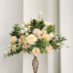 European Floral Centerpiece Ball in Cream White angled view