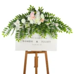 Arch Floral Swag Set in White, Blush & Green welcome sign display