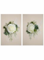 Ivory Rose Wrist Flower (Set of 6) - close-up view