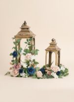 Blue Lantern Flower Garland Set for Wedding Aisles detail view
