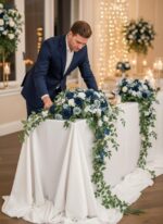 Sweetheart Table Floral Swags in Blue detail view